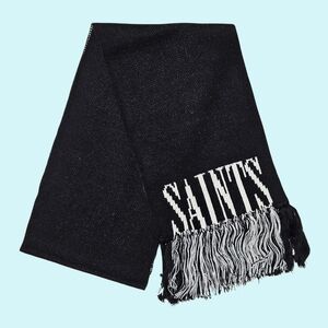 All Saints Scarf Black & White Wool Blend Knit Logo Outdoor Streetwear Modern!